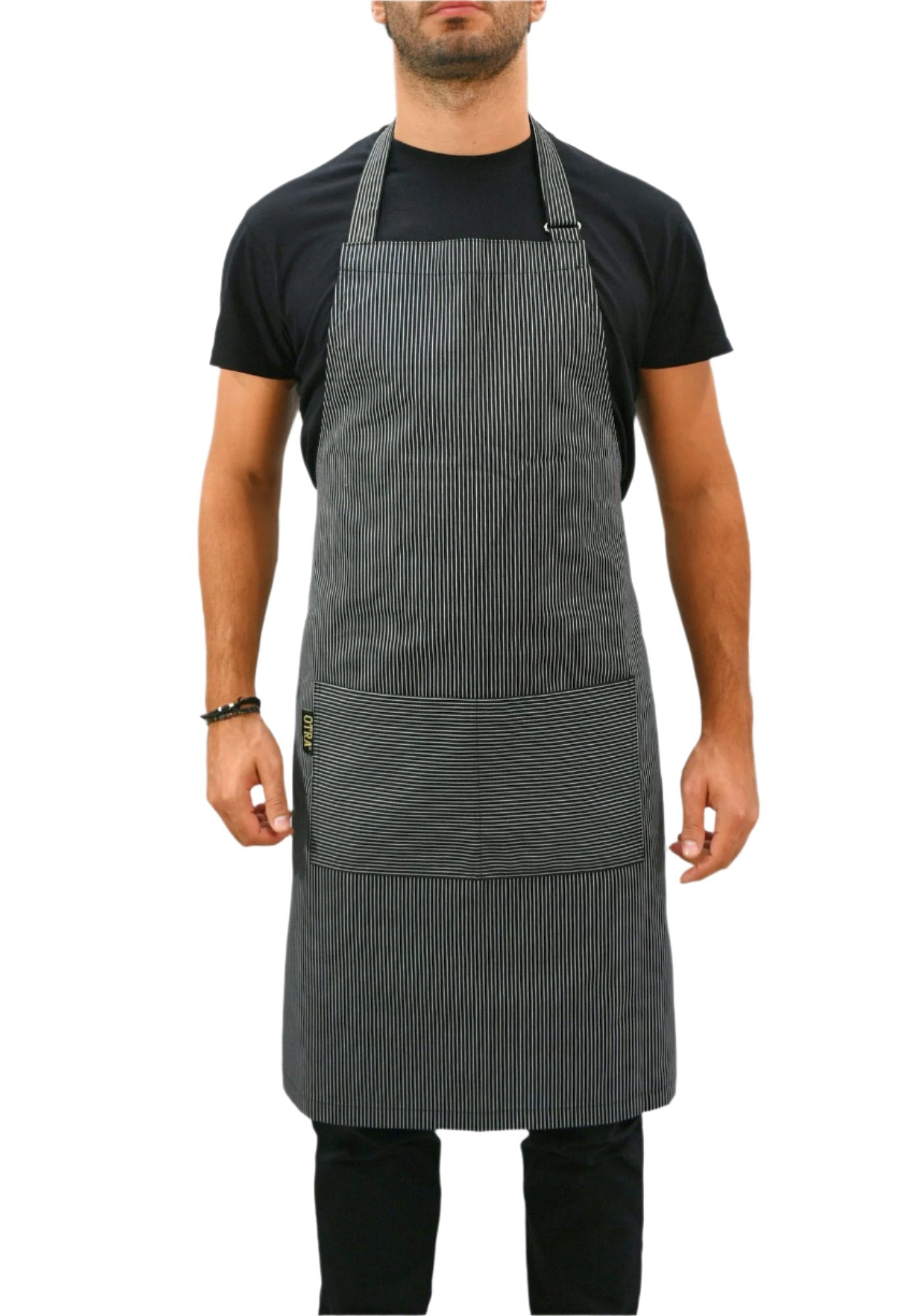 Black Stripped Neck Apron