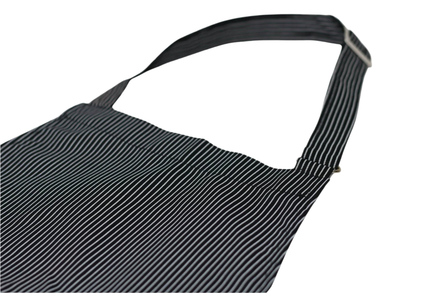 Black Stripped Neck Apron Detail