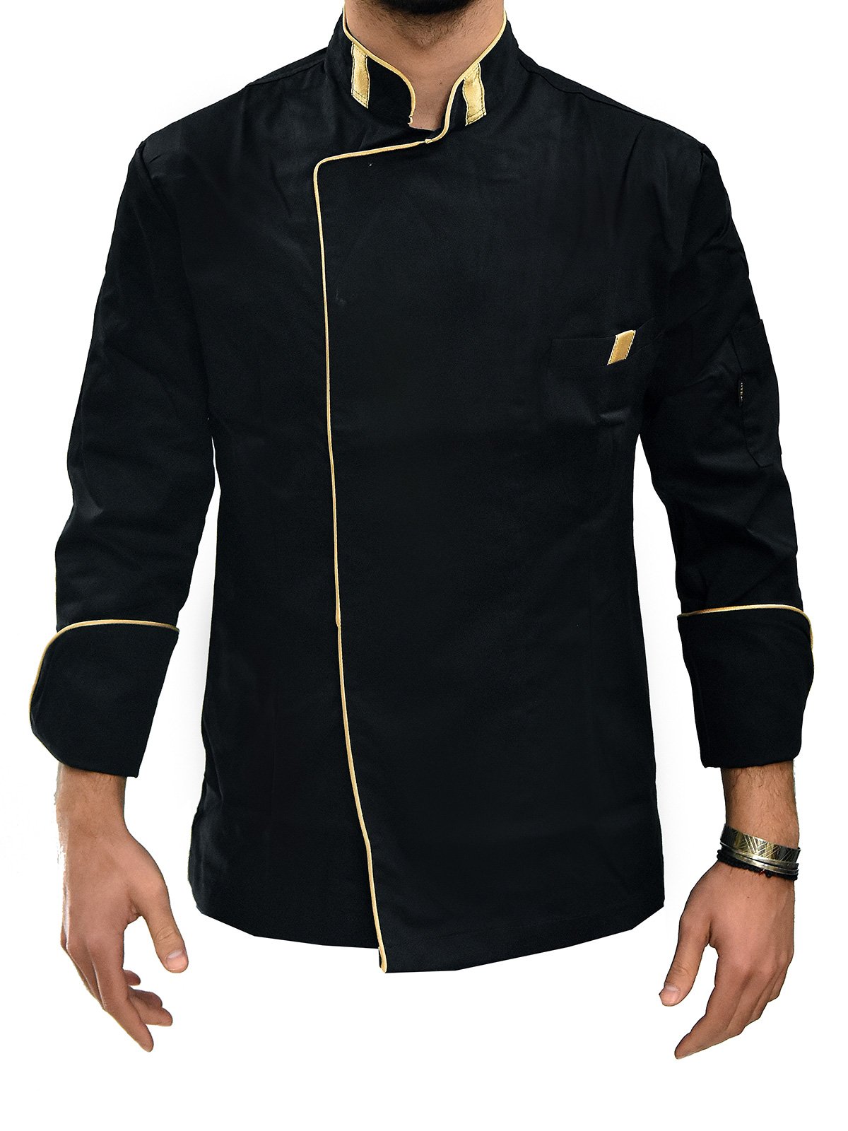 Chef Blouse Black with Gold Trim