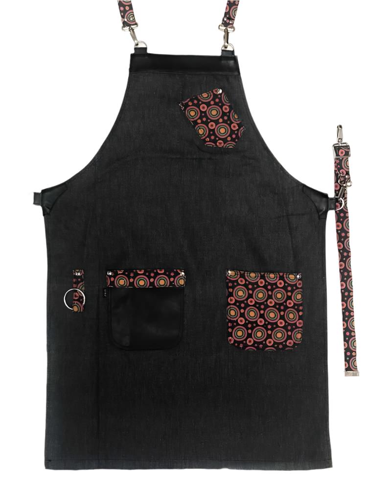 Denim Neck Apron with Pattern Pockets