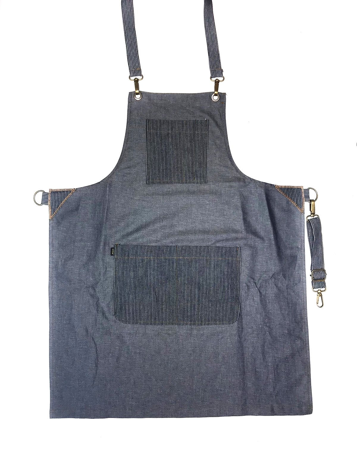 Denim Neck Apron with striped Pockets