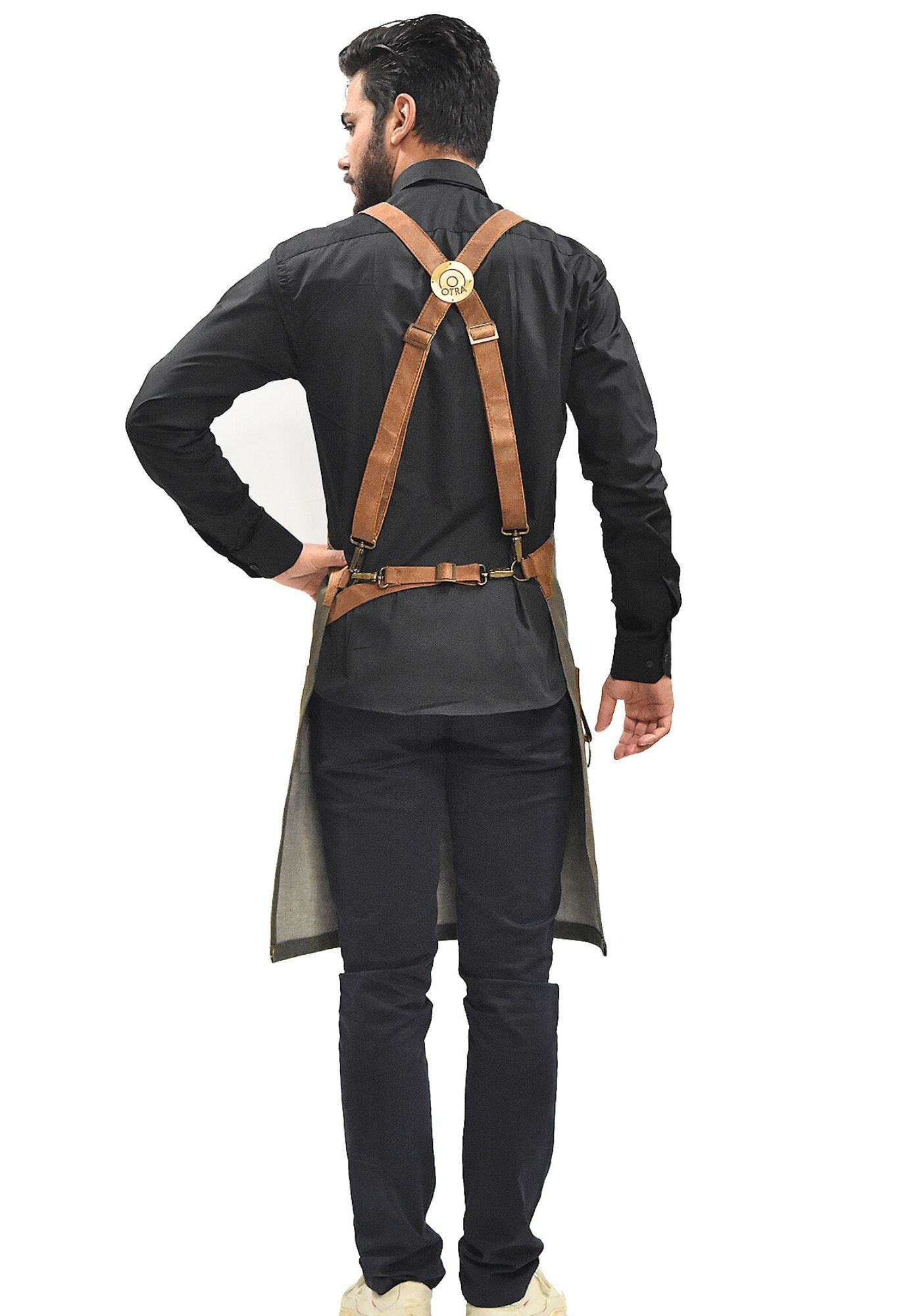 Green Denim Apron Back