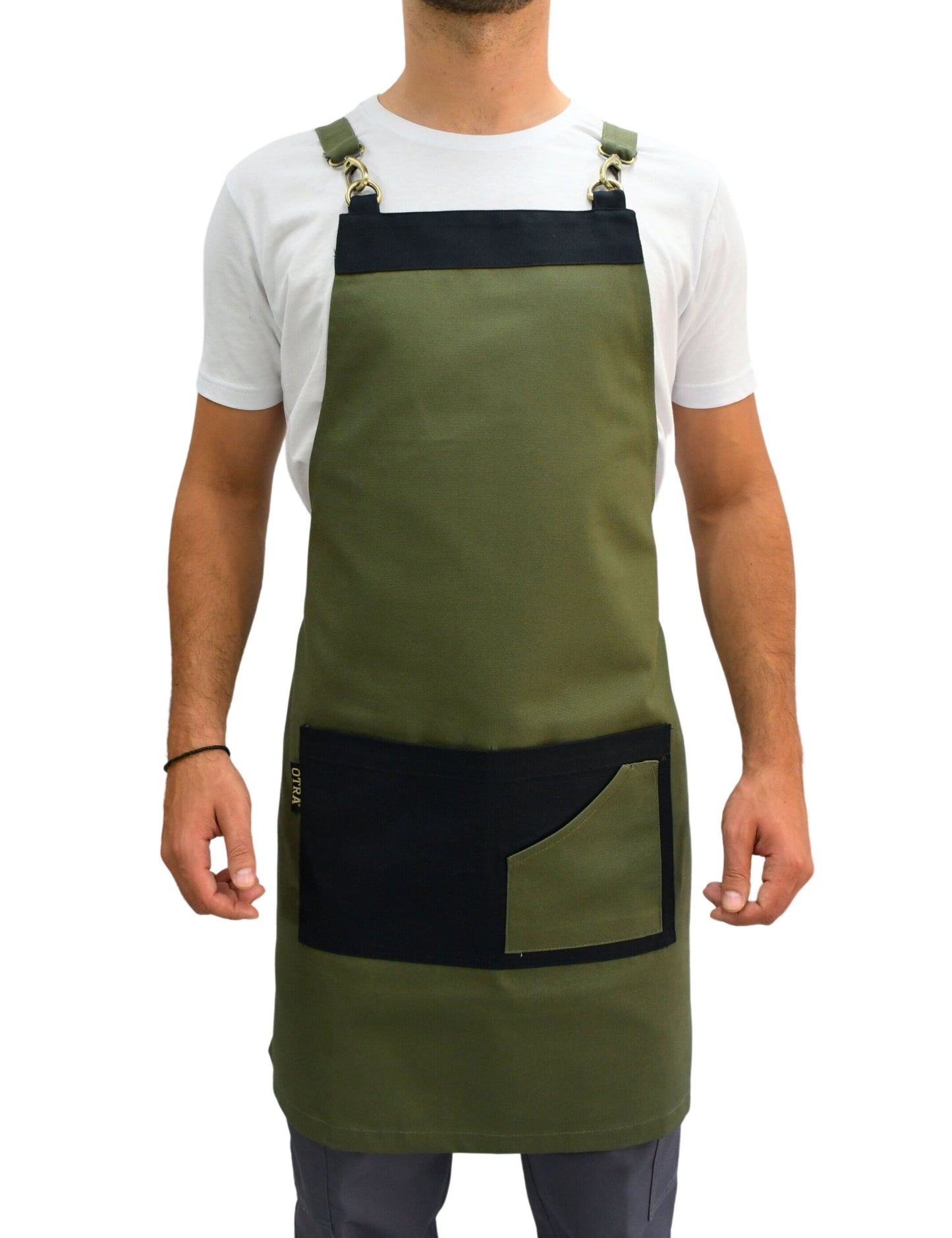 Olive Green & Black Apron