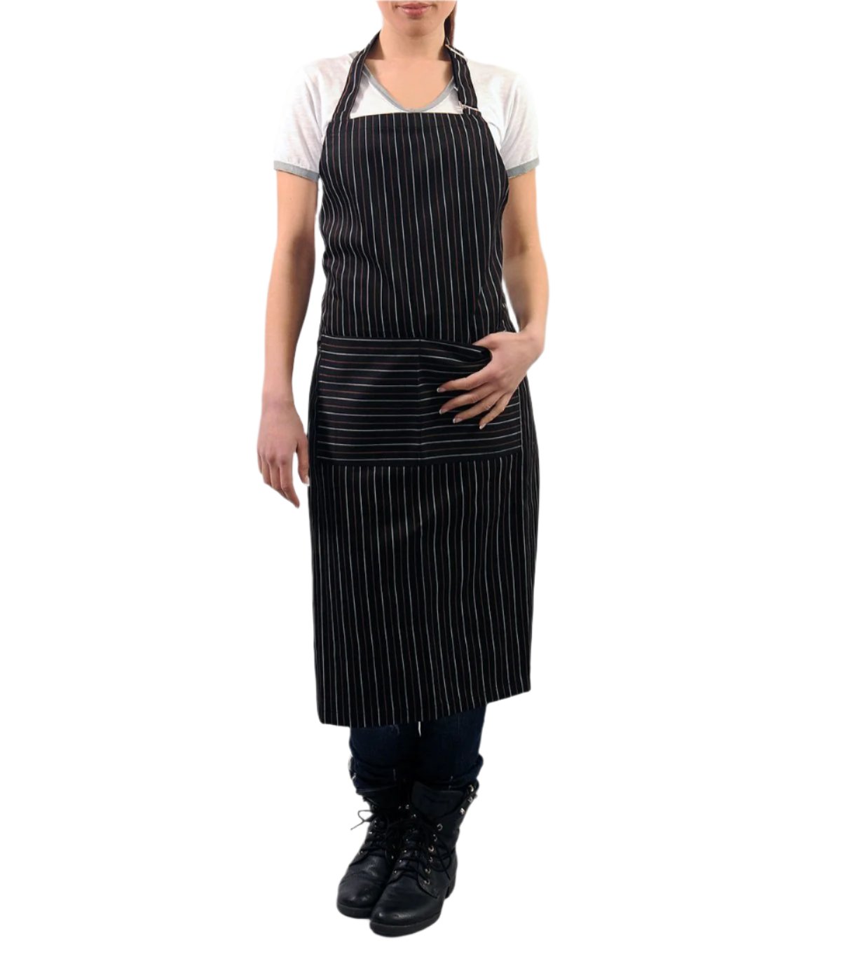Thin White/Red Stripe Neck Apron