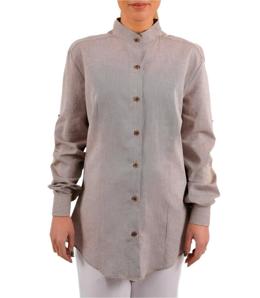 Beige Linen Long Sleeve Shirt