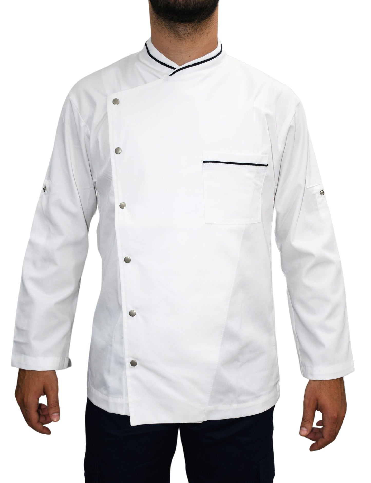 Chef Blouse white with Black Trim