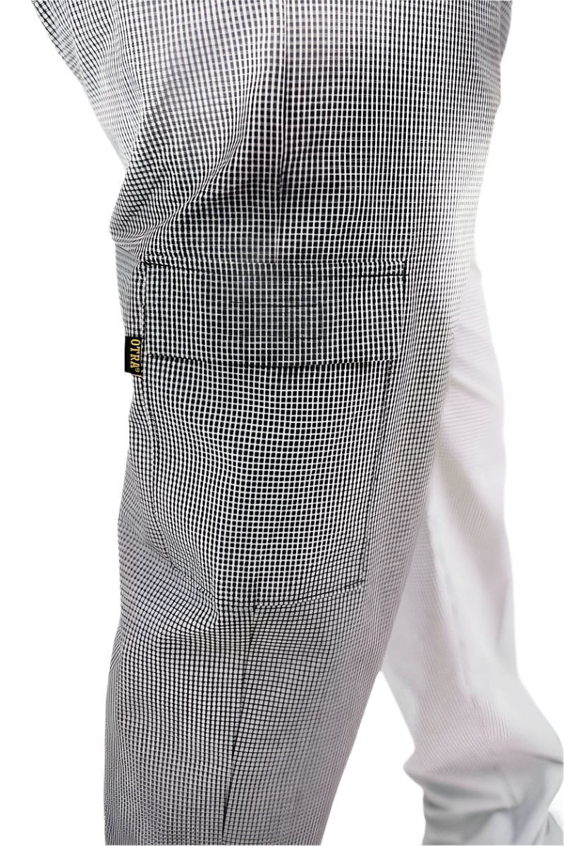 Chef Pants Black  Checkered with Leg Pocket Side