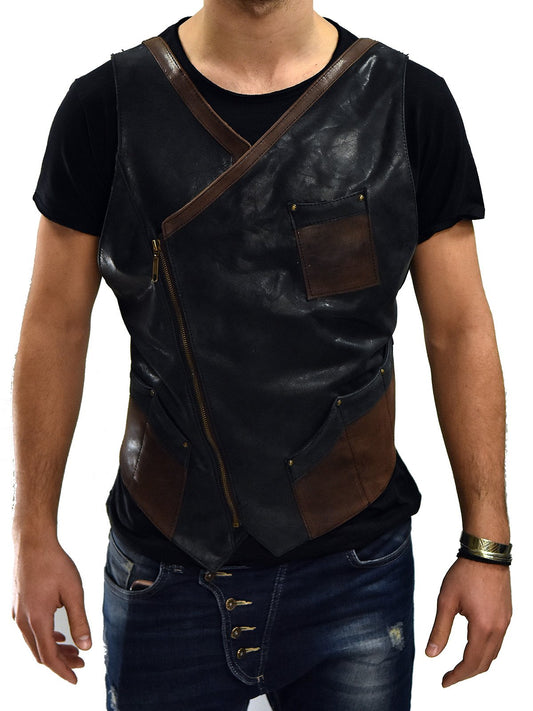 Professional Vest Black Brown Leather